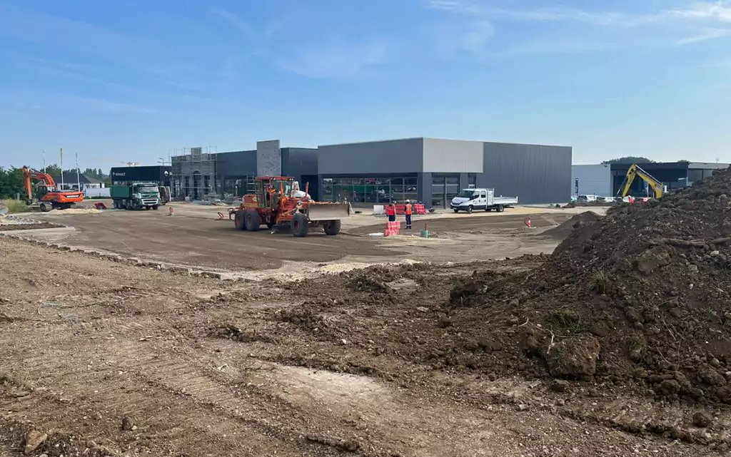 Chantier de la zone commerciale de Saint Doulchard en juin 2023